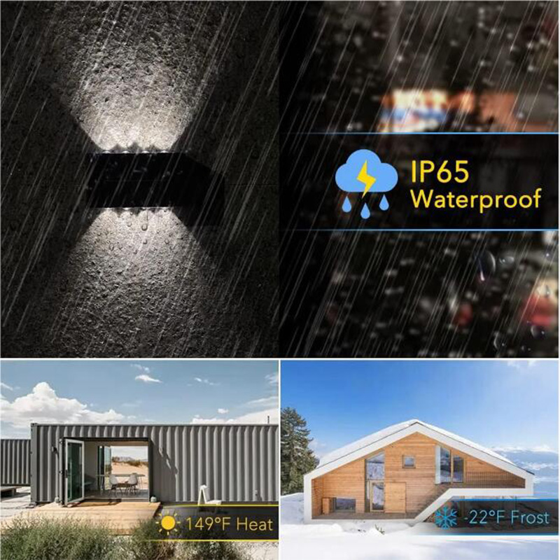Lámpara Solar de pared para exteriores, luz alimentada por energía Solar impermeable hacia arriba y hacia abajo, ilumina el hogar, jardín, porche, decoración de patio, luz Solar exterior
