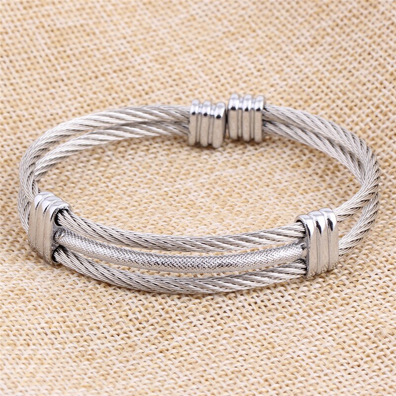 ZORCVENS spring wire line colorful titanium steel bracelet stretch Stainless steel Cable Bangles for women