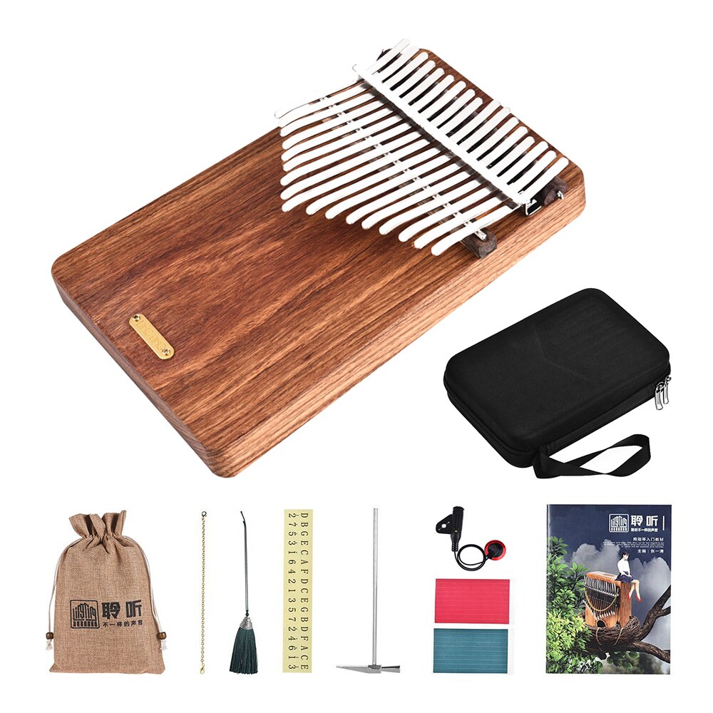 LINGTING K17P 17-key Portable Thumb Piano Kalimba Mbira Sanza Solid Wood Material with Case Stickers Tuning Hammer Pickup: Default Title