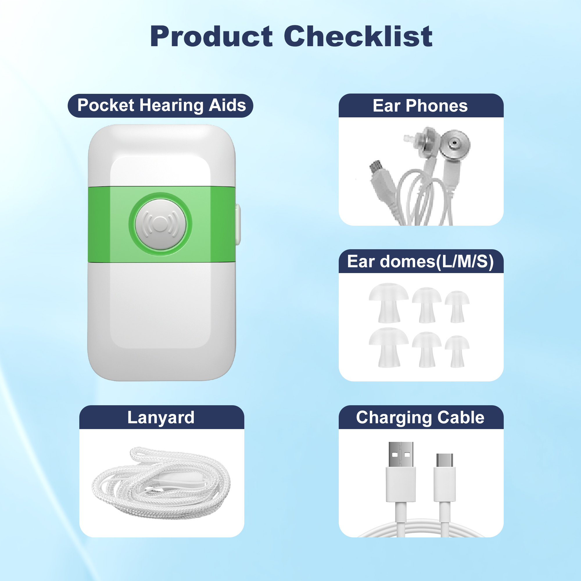 HealthTree Rechargeable Pocket Hearing Aids Digital Sound Amplifier Audifonos for Elderly Deafness Severe Hearing Loss USB