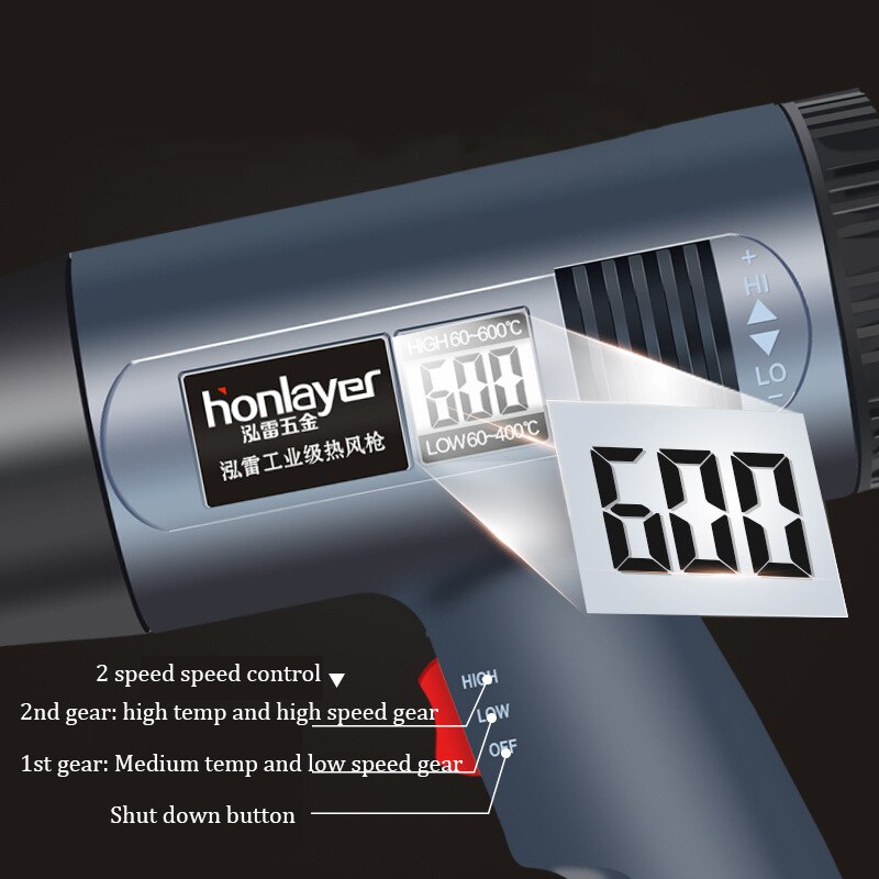 digital display air gun film baking gun heat shrinking gun film drying gun industrial air tube plastic welding machine