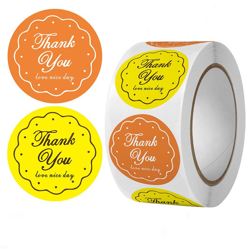 500pcs Thank You Sticker Envelope Sealing Labels Flower Sticker Stationery Supply Decoration for Birthday Wedding Party