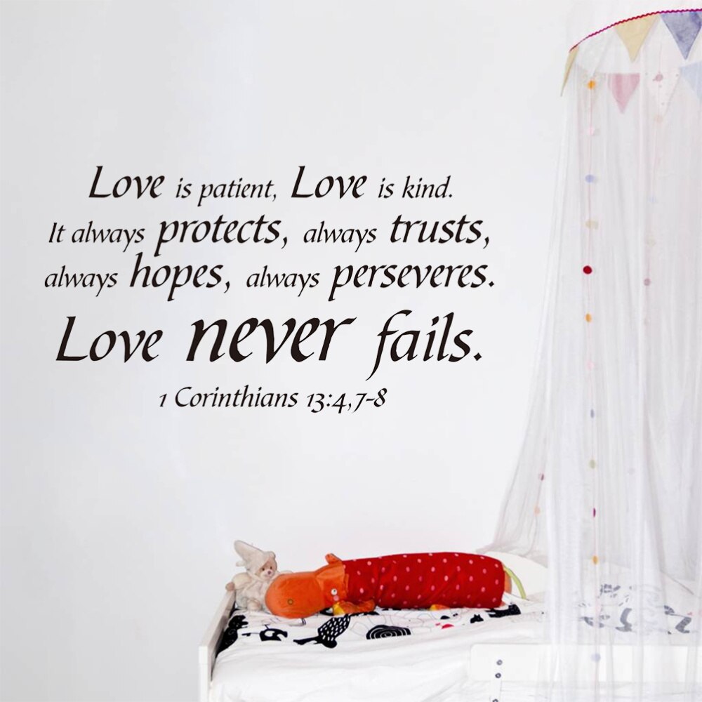 1PC Christian Removable Peel and Stick Vinyl Love is patient Love is kind Wall Stickers