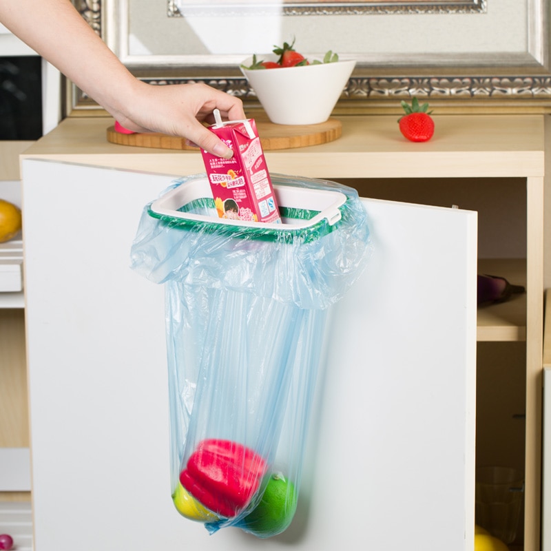 Soporte de gancho trasero para puerta de armario de cocina, colgadores de basura, colgadores de bolsos, estante de almacenamiento