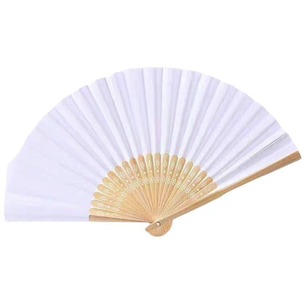 Diy Folding Fan White Hand Held Fan Folding Bamboo Chinese Events Paper Decor Home Wooden Folding Fan Decor Wedding O8w1