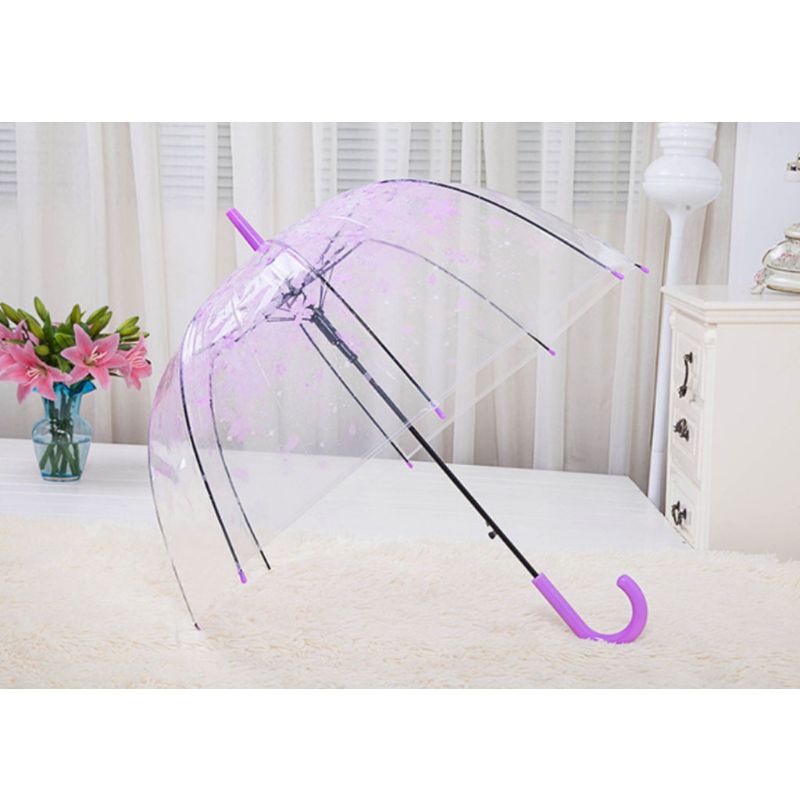 Paraguas romántico transparente con forma de cúpula de burbujas, medio automático para viento, lluvia pesada: Purple