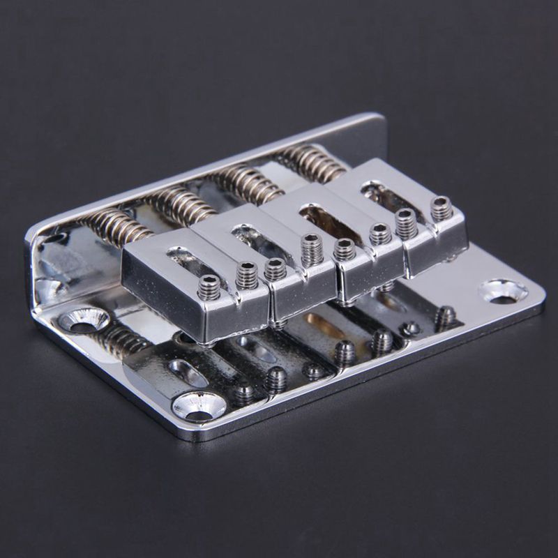 Cigar Box Guitar Parts: 4-string Chrome Hard-tail Adjustable Bridge