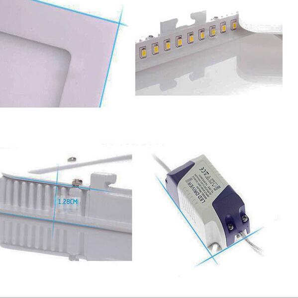 AC85-265V Ultra Thin 3W 6W 9W12W 15W 18W LED Surface Ceiling Recessed Grid Downlight Square LED Panel Light