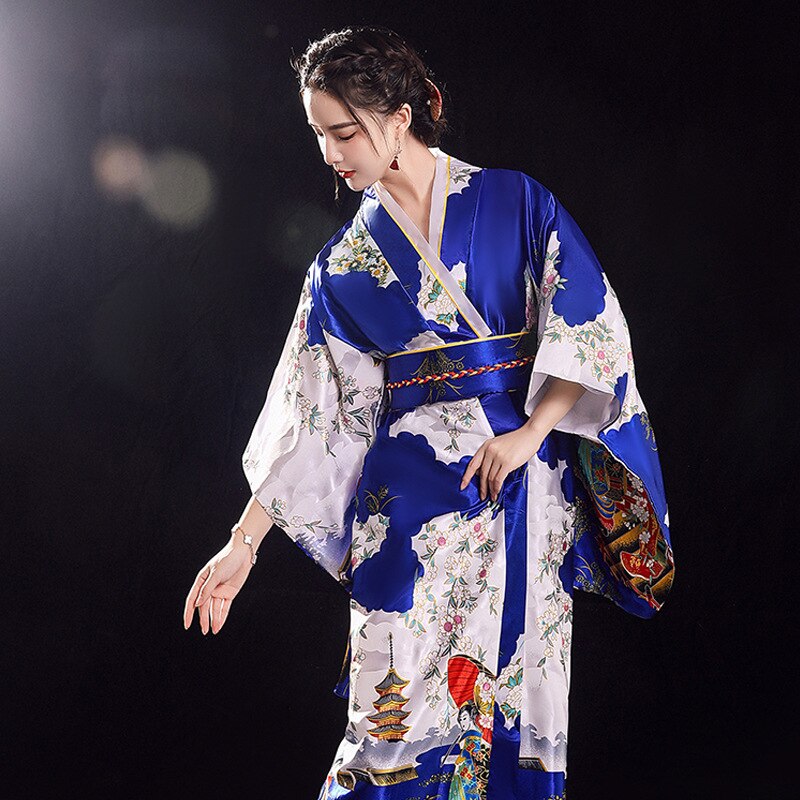 Japanse Traditionele Kimono Voor Vrouwen Herfst Winter Lange Mouw Losse Afdrukken Pyjama Dames Stage Performance Cosplay Kostuum: Color3