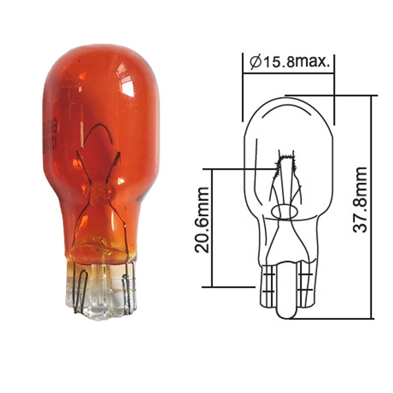 10 Uds T13 10W T15 W16W lámpara halógena vidrio transparente blanco cálido ámbar DC 12V 16W luz Interior bombillas halógenas