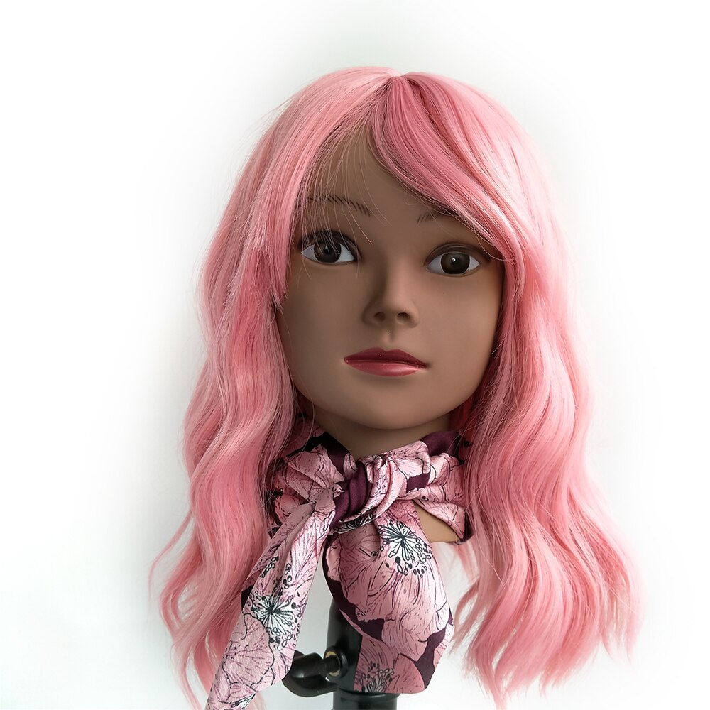 Black Afro Cosmetology Mannequin Head Bald Manikin head for Wigs Making Wig Display Hat Display Glasses Display with Free Clamp