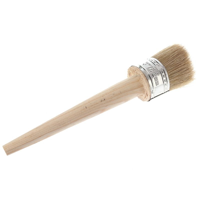 Tiza redondo largo de 20/25/30mm, pincel de cera para pintura de cerdas naturales, mango de madera, pintura, encerado, especialidad, brocha redonda para pintar