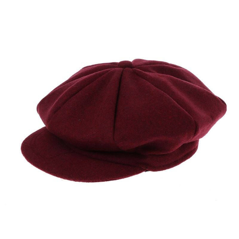 1 pc høst vinter beret lue låve låve takrenne jenter ull avisgutt kunstner flat lue 3 farger: Vinrød