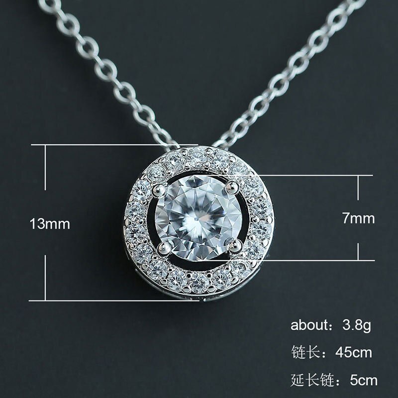 luxe rond solide 925 en argent sterling collier pour femmes dame anniversaire bijoux noël X5552
