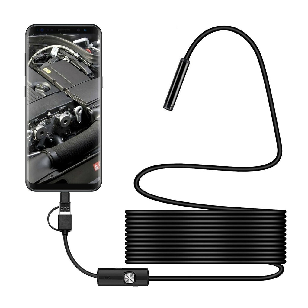 5.5mm Endoscope Camera Flexible IP67 Waterproof Micro USB Inspection Borescope Camera for Android PC Notebook 6LEDs Adjustable