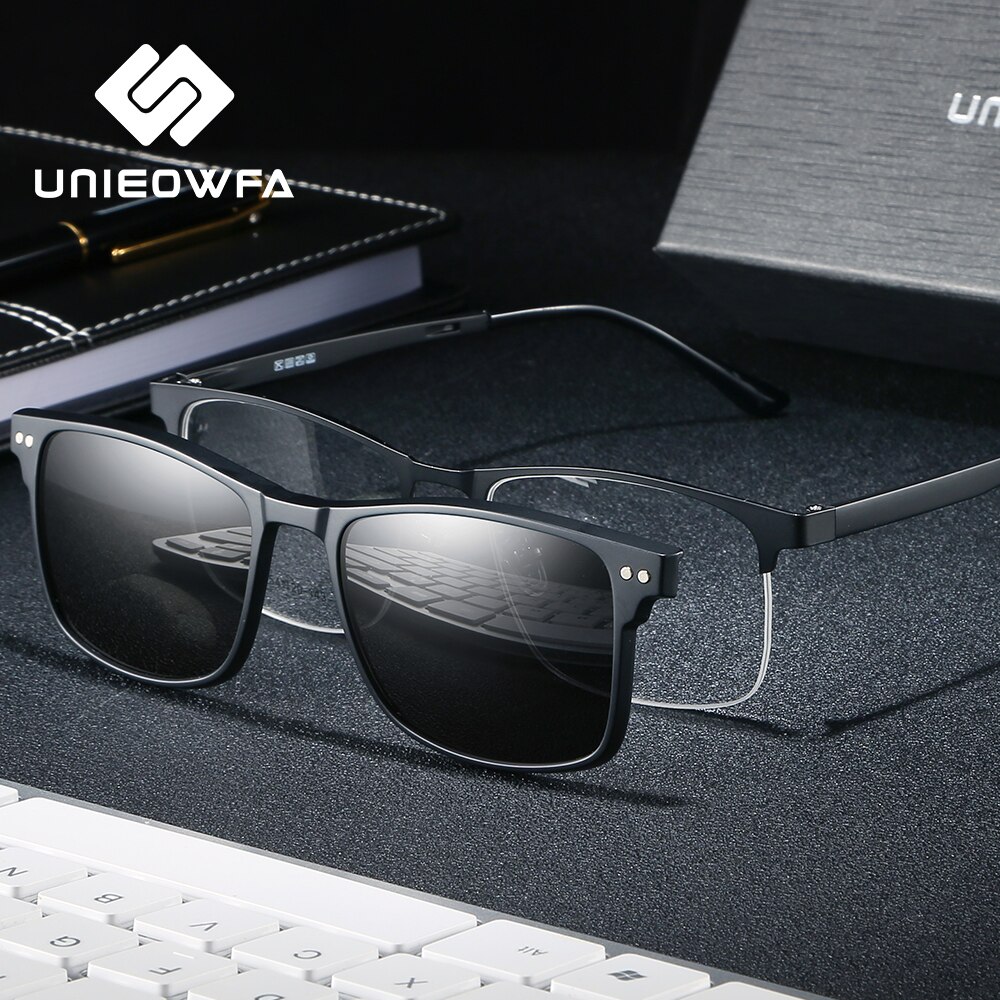 Imán Clip en gafas hombres marco Clip polarizado gafas de sol de hombres prescripción óptico montura de gafas miopía grado gafas