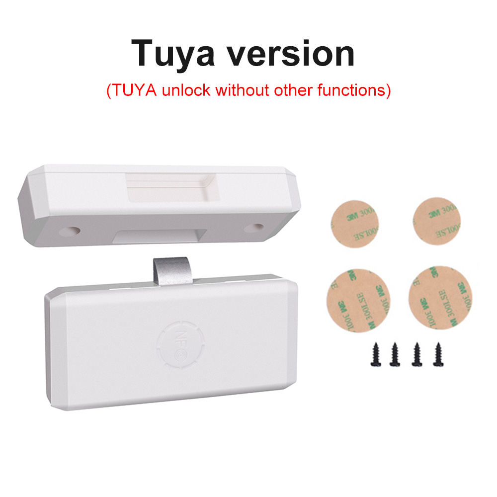Tuya APP/tarjeta EM desbloqueo cerradura de cajón inteligente sin agujero archivador mueble electrónico sin llave Invisible NFC Sensor cerraduras interruptor: Blanco