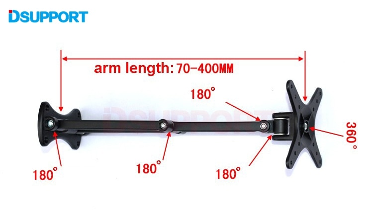Aluminum Alloy 360 Degree Full Rotation Retractable 14-27 inch Monitor Holder Arm LCD LED Flat Panel TV Wall Mount