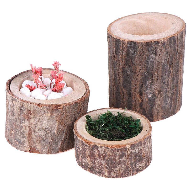 Maceta de madera creativa de 1 pieza para jardinera suculenta, soporte de vela, maceta de interior, adorno decorativo