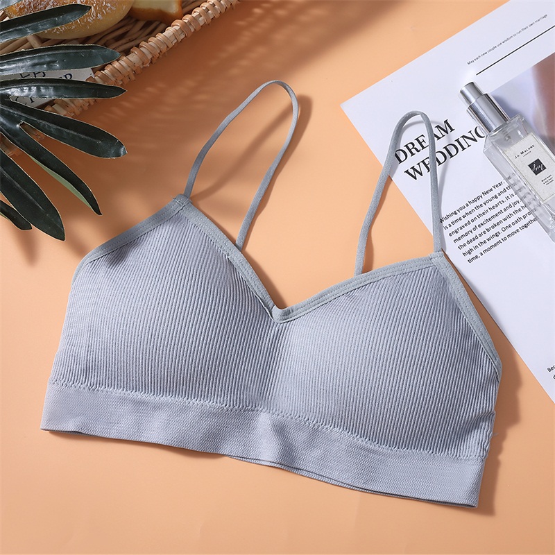 CMENIN Tube Top Cropped Ladies Strapless Tops Ladies Inner Underwear Sexy Solid 7 Colors Cotton Female Underwear B0076: Gray