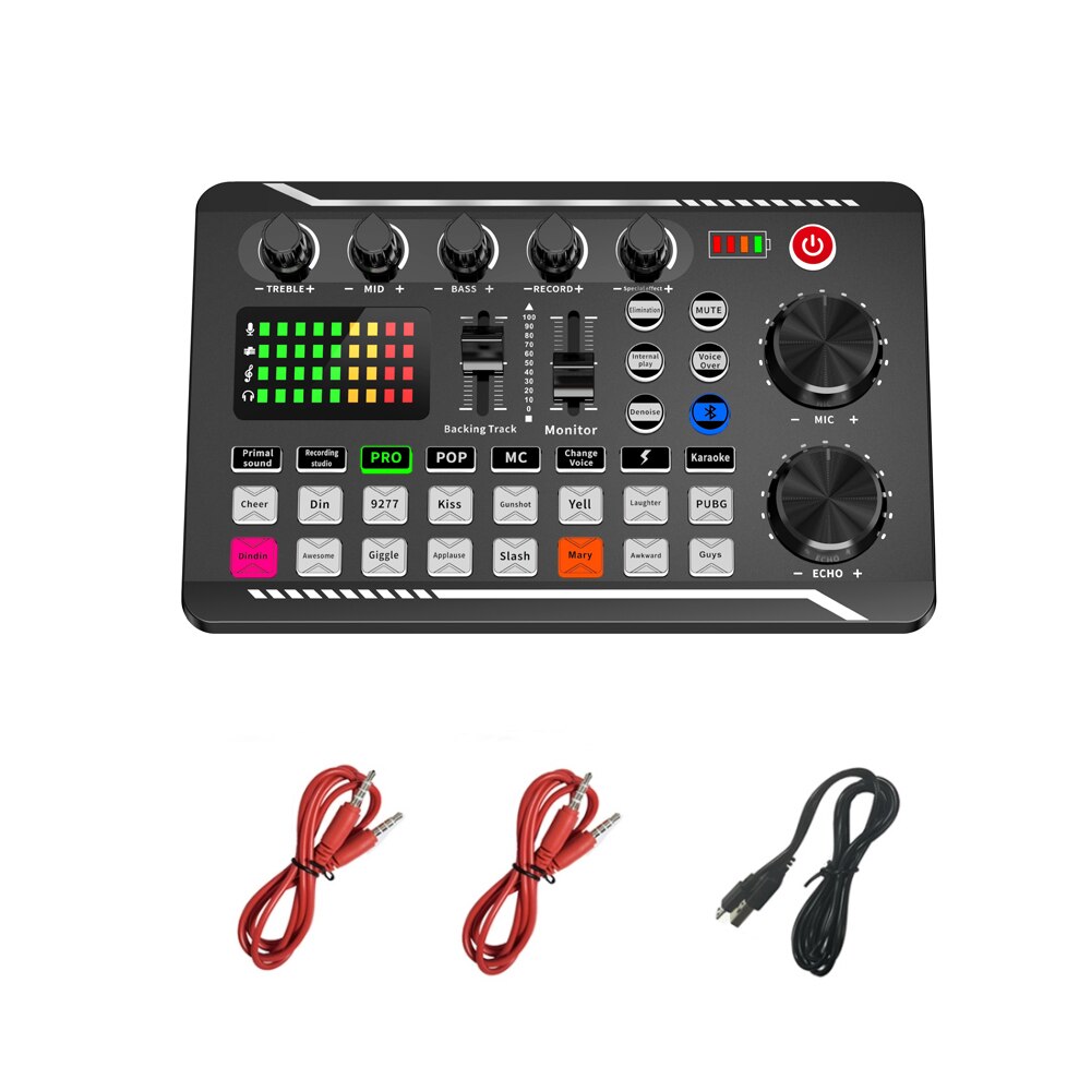 Sound Card 16 Sound Effects Noise Reduction Mixers Multi-function Adjustment Sound Card for Phone PC Computer DJ Music Studio: A