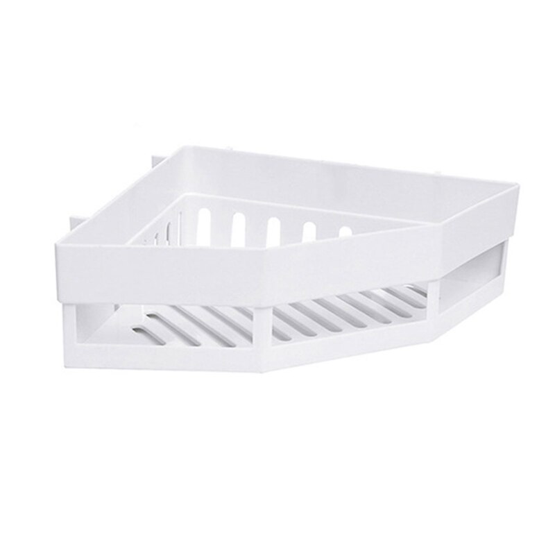 Badeværelse hjørne hylder shampoo holder køkken opbevaringsstativ rod bruser shampoo organizer vægholder pladsbesparende husholdning: Hvid