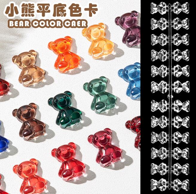 Exhibición de arte de uñas postizas de Punta 24/120, tabla de muestras de oso/forma redonda, paleta de colores de uñas acrílicas, tarjeta de práctica de pintura de esmalte de Gel UV: Amarillo claro