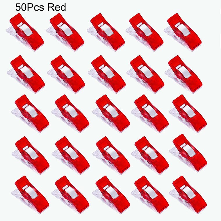 Clips de costura de plástico multiusos, pinzas para manualidades de tela, para acolchar, coser, encuadernar, tejer, 20/50 piezas: 50Pcs Red