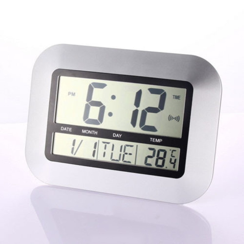 1X Super Large Atomic Digital Wall Clock Time Date Display Calendar Indoor Decor