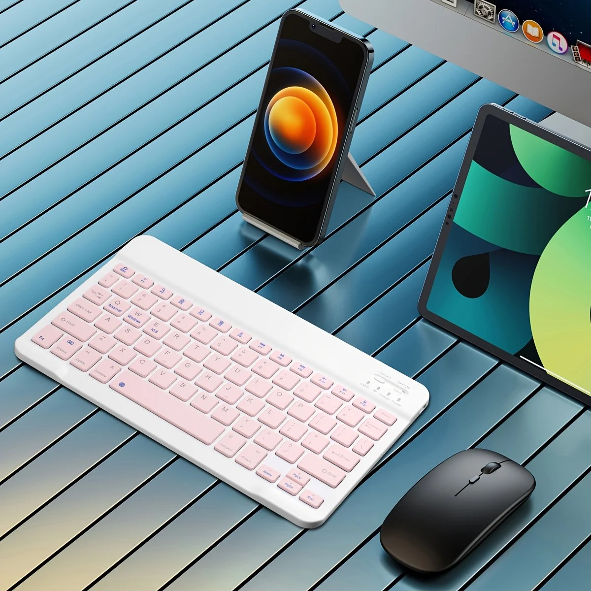 Bluetooth-compatibel toetsenbord voor Android IOS Windows Slim Mini draadloos toetsenbord voor pc iPad tablet telefoontoetsenbord