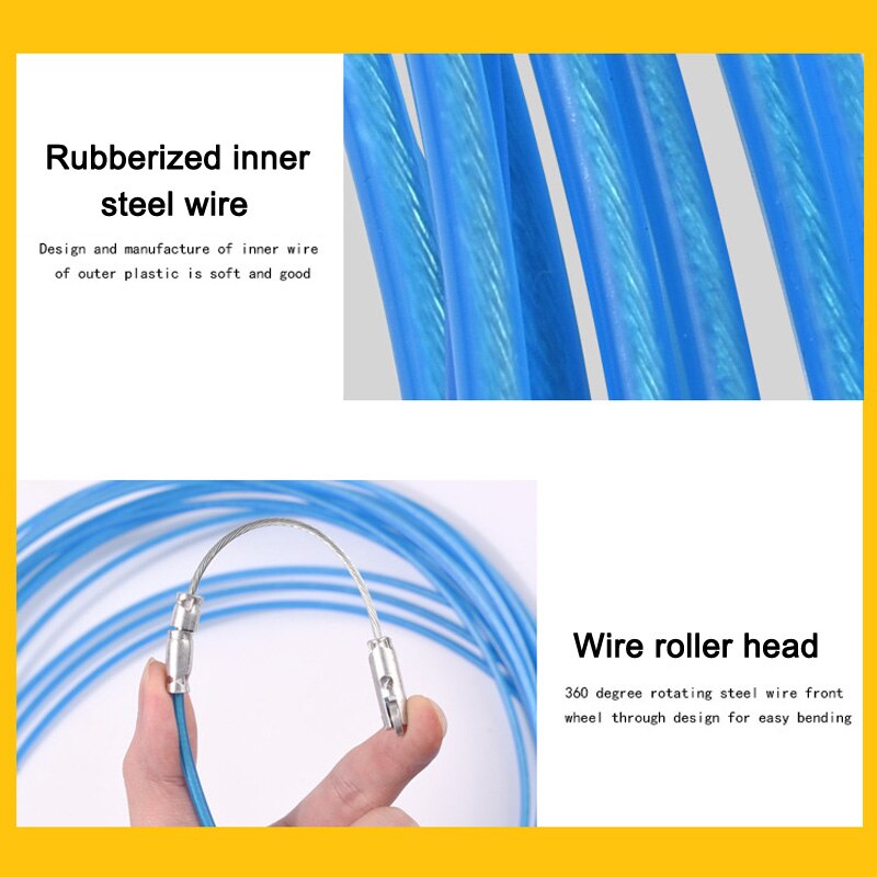 Electric Cable Tape Conduit Duct Cable Push Puller Tools Wheel Pushing for Wiring Installation Max 50 meters Diameter 3.6mm