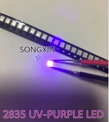 100PCS Diodes 2835 3528 SMD UV LED Purple Lamp Bead 395 - 410nm Ultraviolet Light-emitting Diodes Ultra Violet SMT LED Bead Lamp