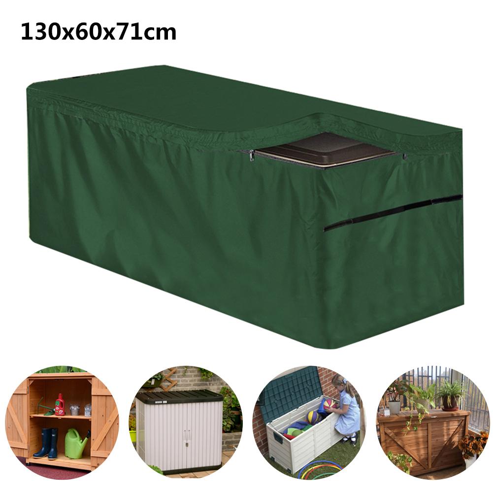 Garden Deck Box Cover Outdoor Waterproof Furniture Protection Storage Drawstring Wind Resistant Dust Patio Box Cover: Green 130x60x71cm