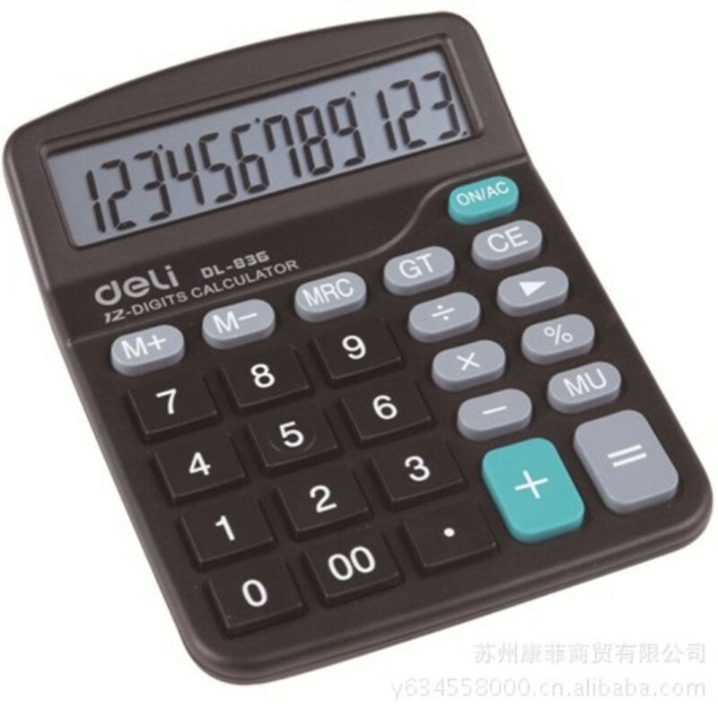 Deli DL-836 12 dígitos Calculadora de pantalla grande negro Oficina Auto Apagado sin batería AAA embalaje al por menor