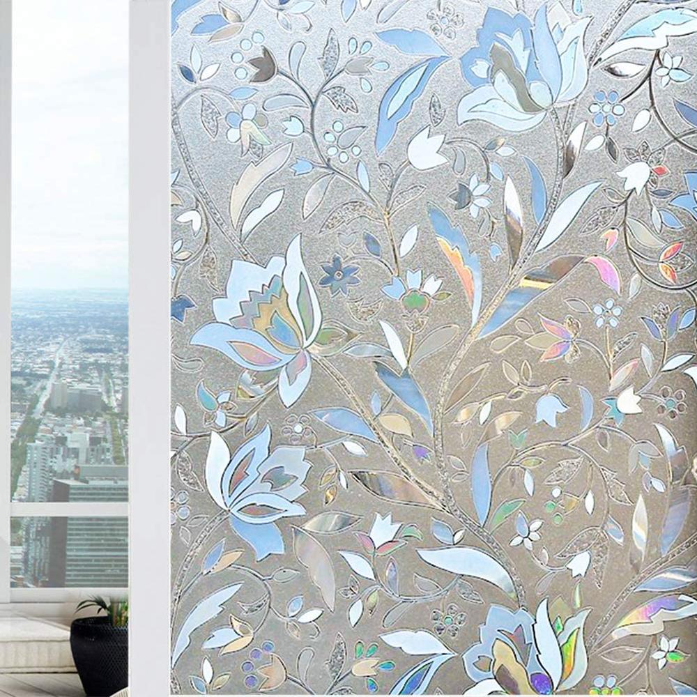 3D Flower Pattern Frosted Window Glass Film Self-adhesive Protective Film For Home Decoration