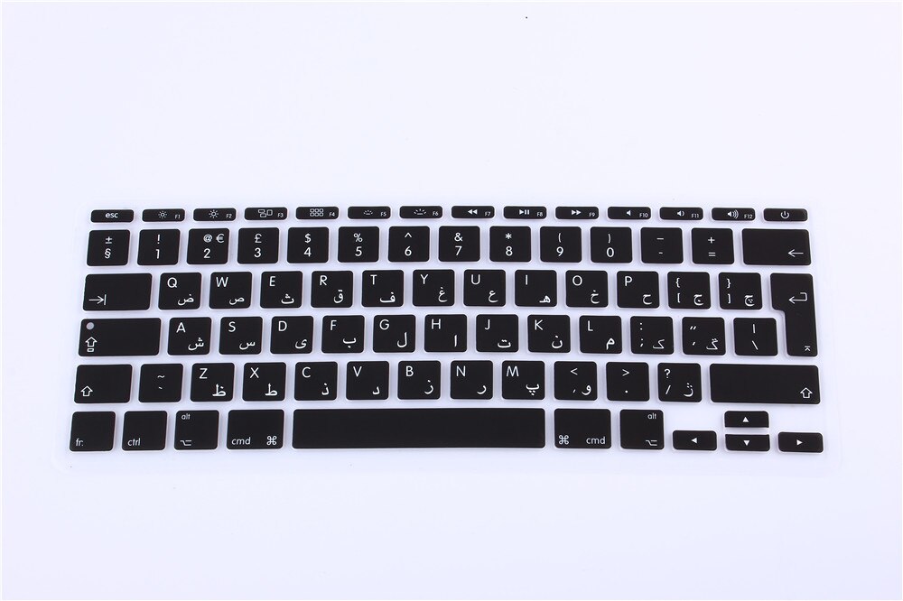 Silicone persan pour Apple Macbook Air 11.6 11 "ue Alphabet arabe dégradé rose clavier protecteur Flim clavier couverture peau: black