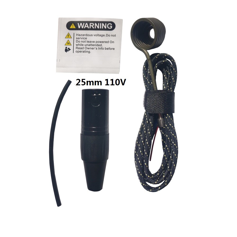 DIY Soldered 110V/220V Enail Heating Coil and 5 Pin XLR Male Plug with 10mm/16mm/20mm/25mm Fits E-Nail PID Controller: 25mm 110V