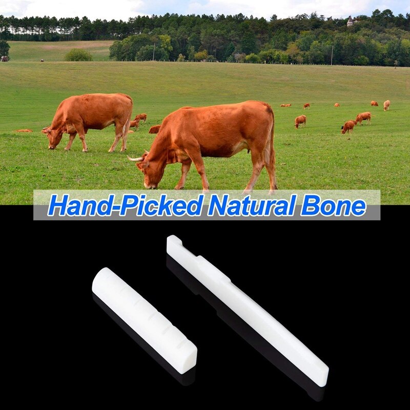 1 Pcs Wooden Giraffe Pattern Dual Series 32 Hole Harmonica & 3 Set (6Pcs) Guitar Nut and Acoustic Bridge Saddle