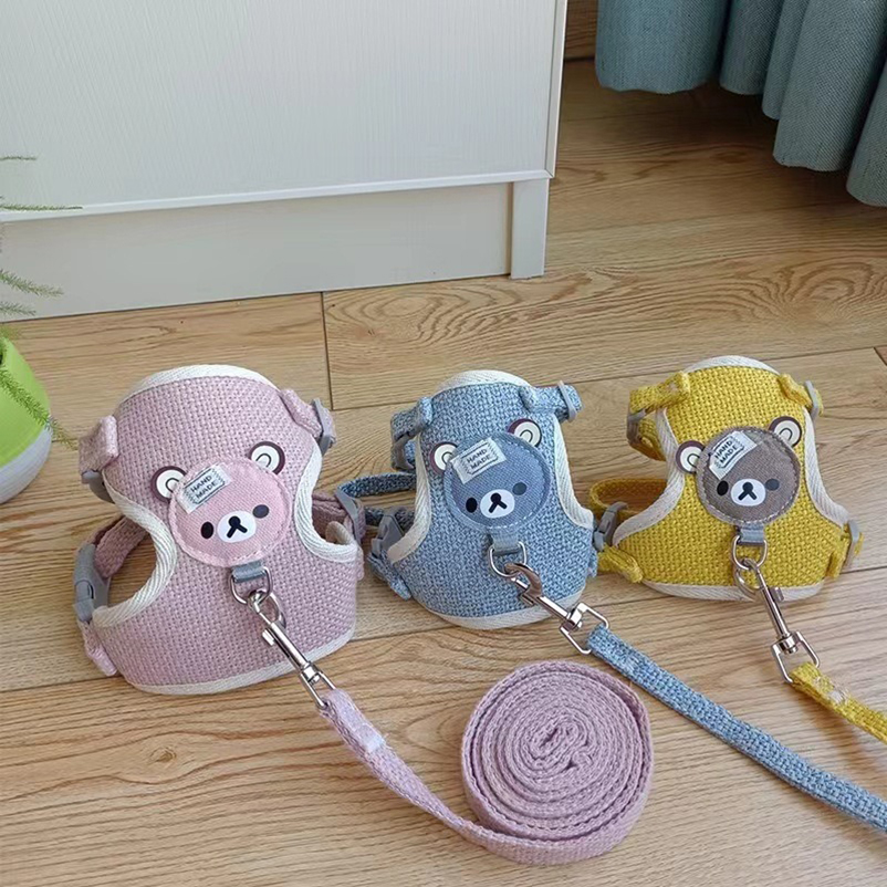 Correa para perro Winnie the Pooh, arnés para gato, perro que camina, perro pequeño, chaleco de peluche, arnés estilo, suministros para mascotas