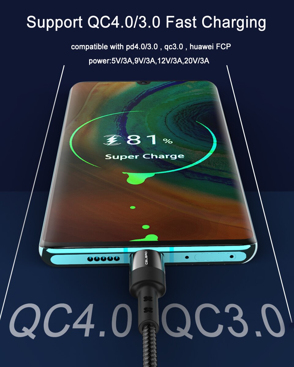 60w 3a usb type c kabel c naar c kabel usbc pd oplaadkabel voor samsung  s20 ultra note 20 s21 plus snel opladen 4+  snellader