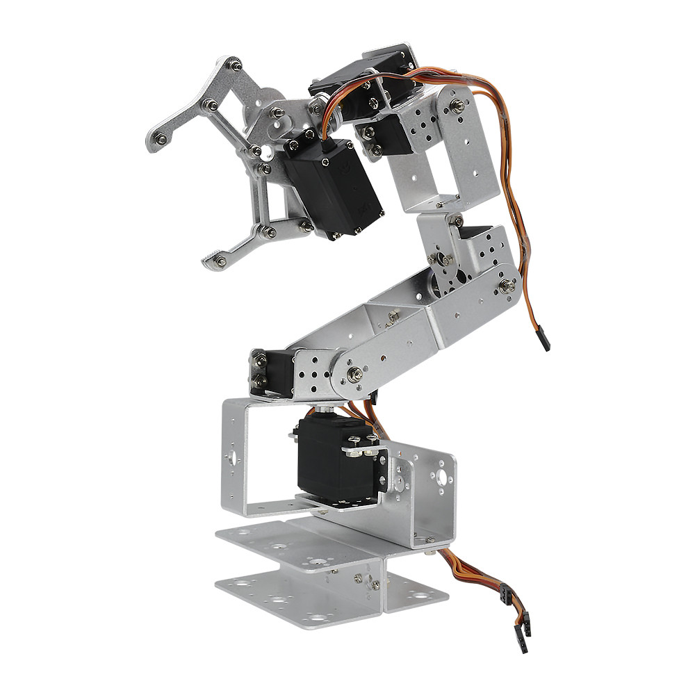 Robotic Arm Kit 6DOF Programming Robot Arm DIY Programming Robot Kit with Open Source Code and Tutorial Servo not included: WHITE