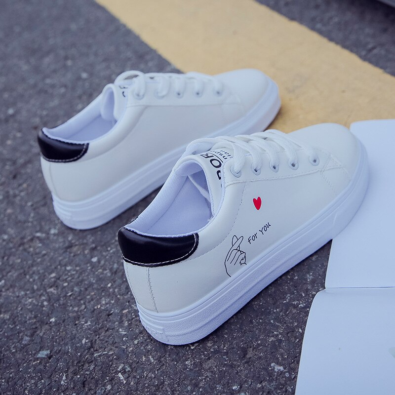 Spring And Summer With White Shoes Women Flat Leather Canvas Shoes Female White Board Shoes Casual Shoes S0828