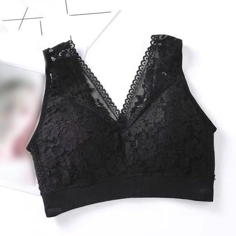 Sømløst undertøy dyp v-hals bralette sommer blonder trådløse bher dameundertøy myke aktive bh'er med stor stropp