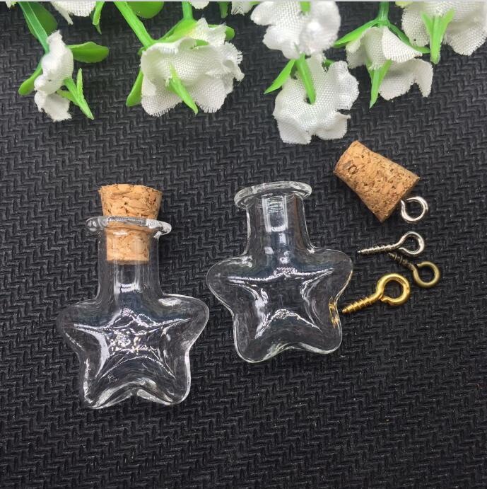 10pcs/lot round heart square stars Teardrop Shape Mini Glass bubble Bottles Jars with Cork stopper Wish Note Craft Bottle: Light Yellow Color