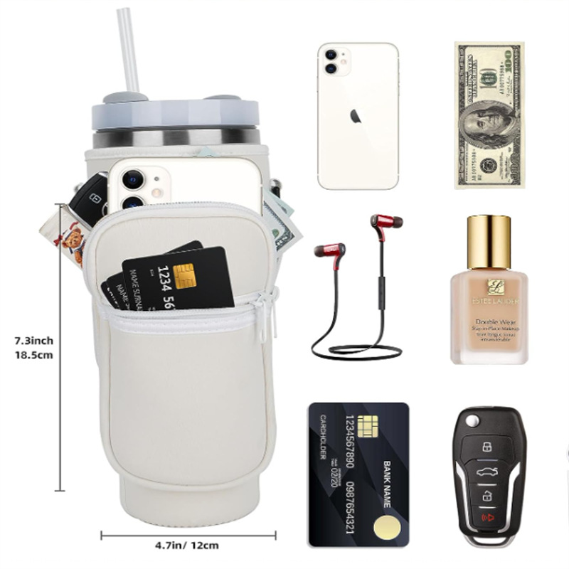 6 kleuren, 40 oz waterfles mok draagt bekerhouder met mobiele telefoonzakje.