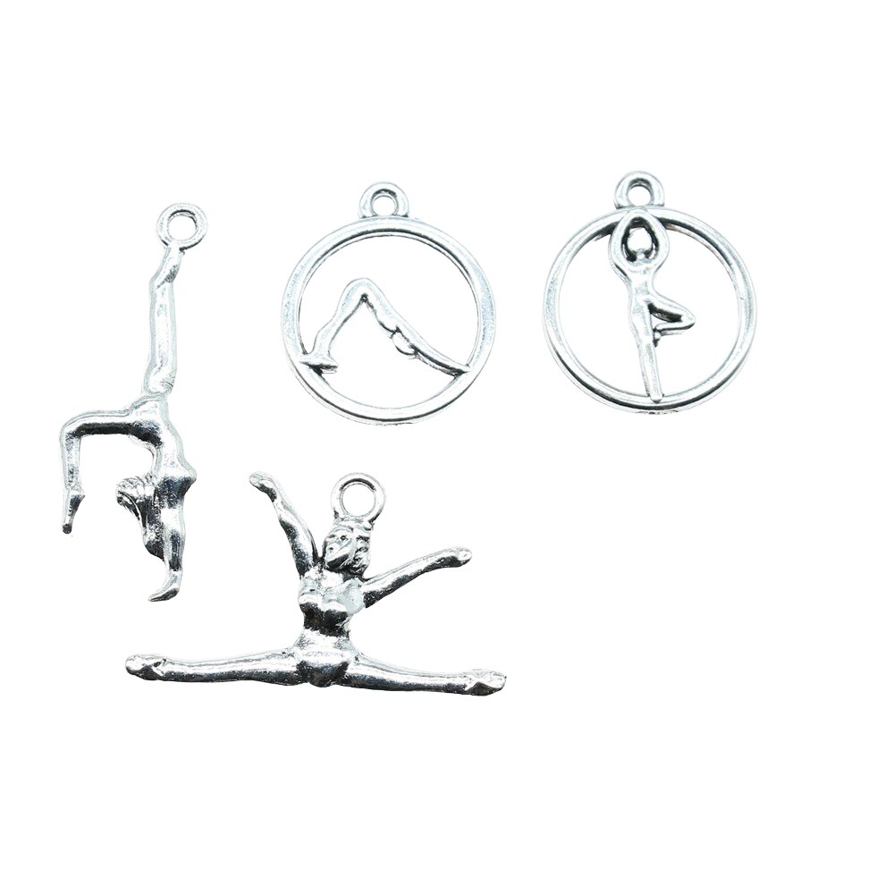 20 stks / partij Charms Gymnastiek Antiek Zilver Kleur Gymnastiek Charms Sieraden Bevindingen DIY Gym Charms Sport