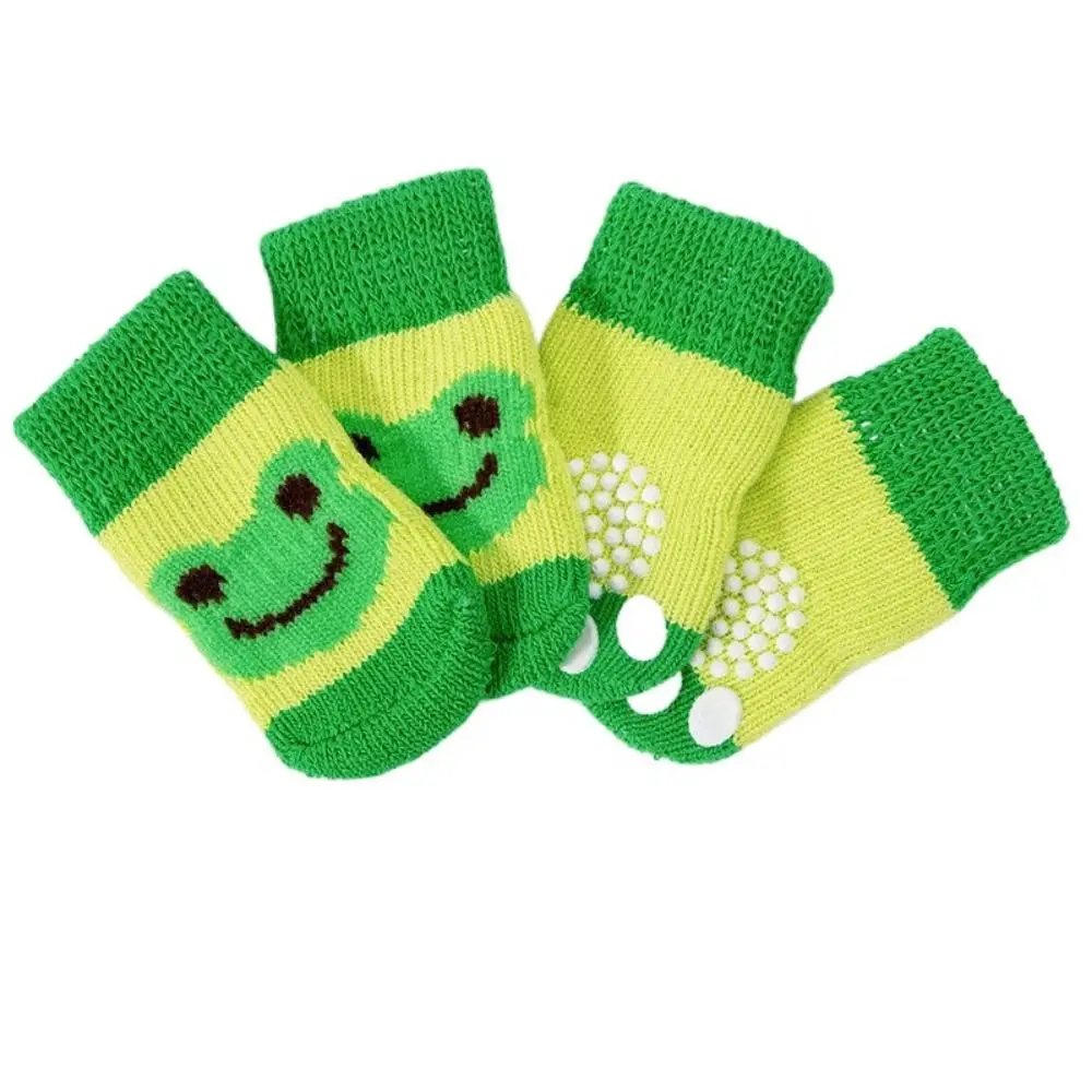 4 pçs pet gato cão chão antiderrapante meias outono inverno quente macio lã meias pet gatinho filhote de cachorro anti-congelamento pés pata protetor meias: 6XL / Vermelho