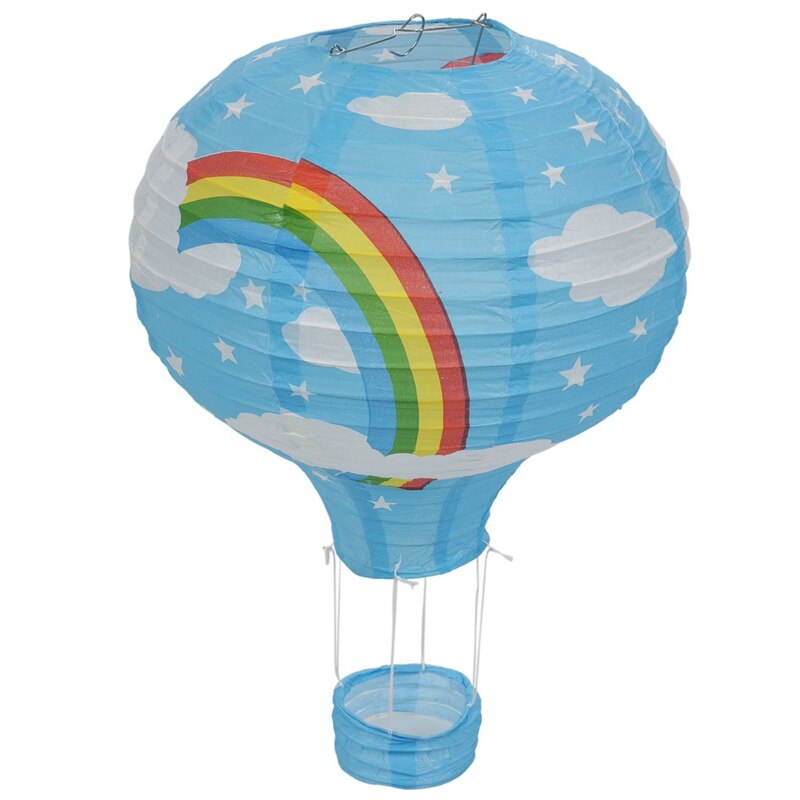 2 uds. Globo aerostático de papel de 12 pulgadas linterna pantalla techo decoración del banquete de boda, Arco Iris azul y arco iris blanco