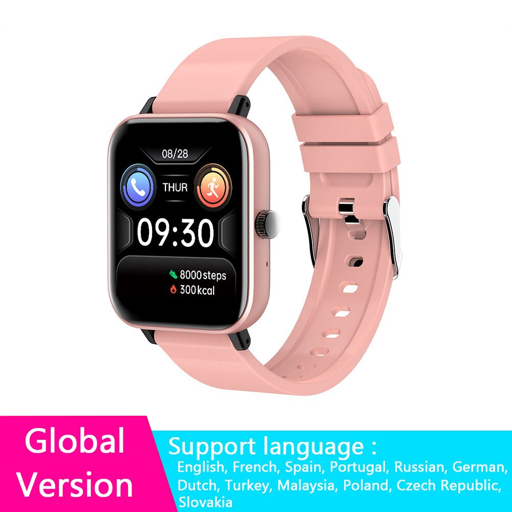 Smartwatch Men Bluetooth Call 1.72inch Full Touch Fitness Tracker Blood Pressure Clock Women Smart Watch for Xiaomi PK GTS Band: Pink