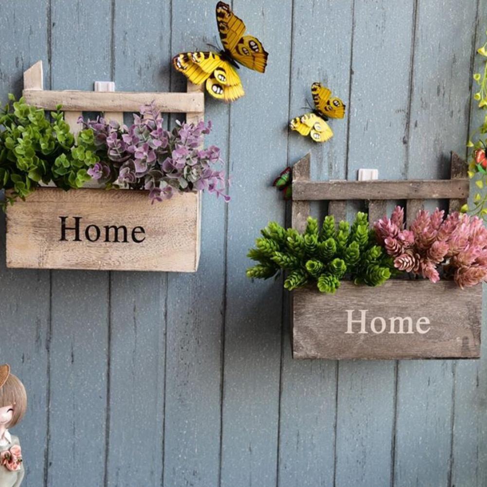 Cesta de madera para flores flor para colgar en pared, maceta hecha a mano de , cesta de madera para flores para decoración del hogar